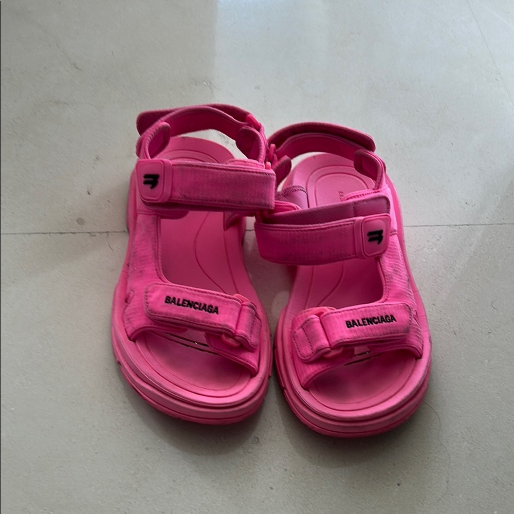 Balenciaga Pink Sporty Sandals with Adjustable Straps